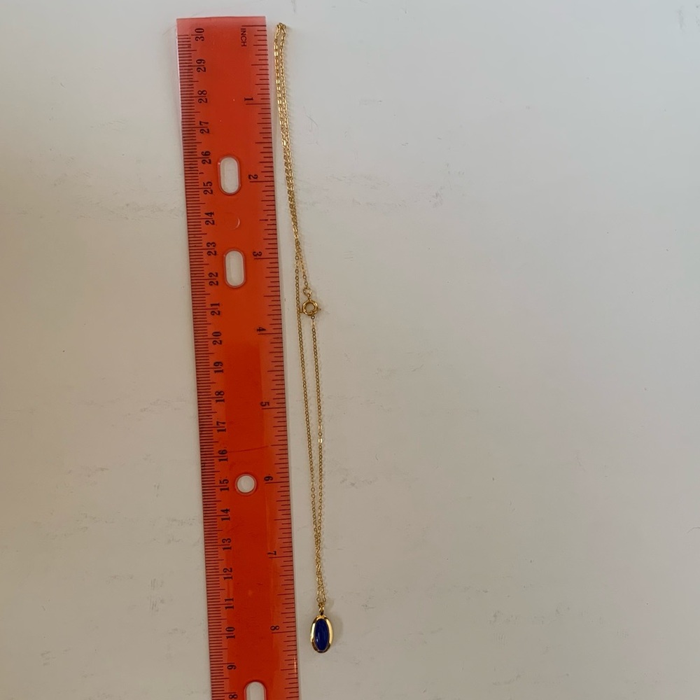 Vintage 12K GF Oval Lapis Lazuli Necklace, NWOT, 15 Inches Long - Picture 4 of 6